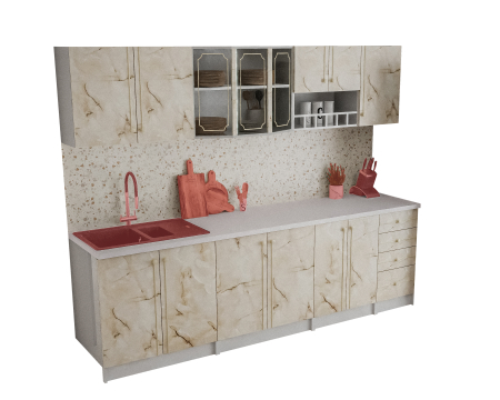 Bucatarie Karina, 260 x 32 / 60 x 200 cm, Marmura [4]