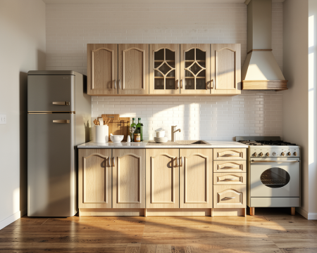 Bucatarii - Bucatarie Olea Mebel MDF 2m Mesteacan cu blat intreg