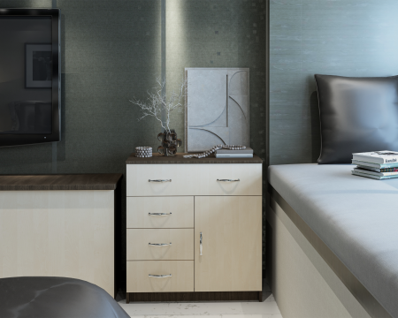 MOBILIER DORMITOR - Comoda 1-3-1 Ro, Wenge + Mesteacan