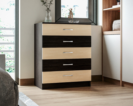 MIC MOBILIER - Comoda 5 Sertare Wenge + Mesteacan