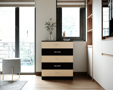 Comoda 5 Sertare Wenge + Mesteacan [2]
