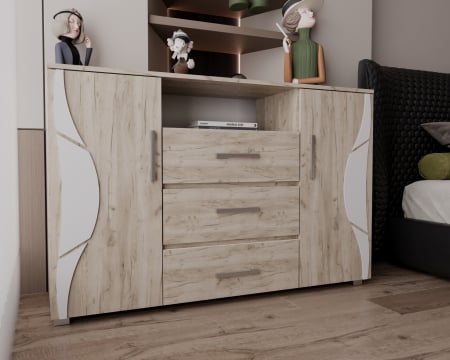 MIC MOBILIER - Comoda Laguna RO, 135x40x84 cm, Stejar K002