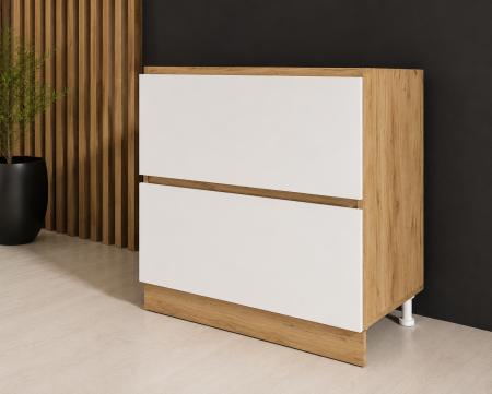 Dulapuri - Corp inferior bucatarie Chelsea 2 sertare Stejar K003/Acril Alb80x49x82 cm