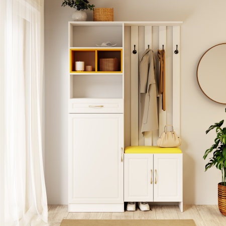 Cuiere - Cuier ELITE Alb/Galben 120x30x200 cm