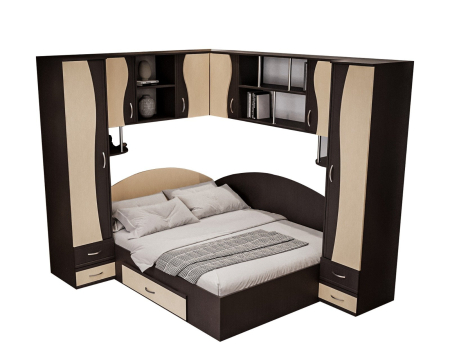 Dormitor Tineret Colt S, Wenge+Mesteacan 187x51/247x200 cm [6]