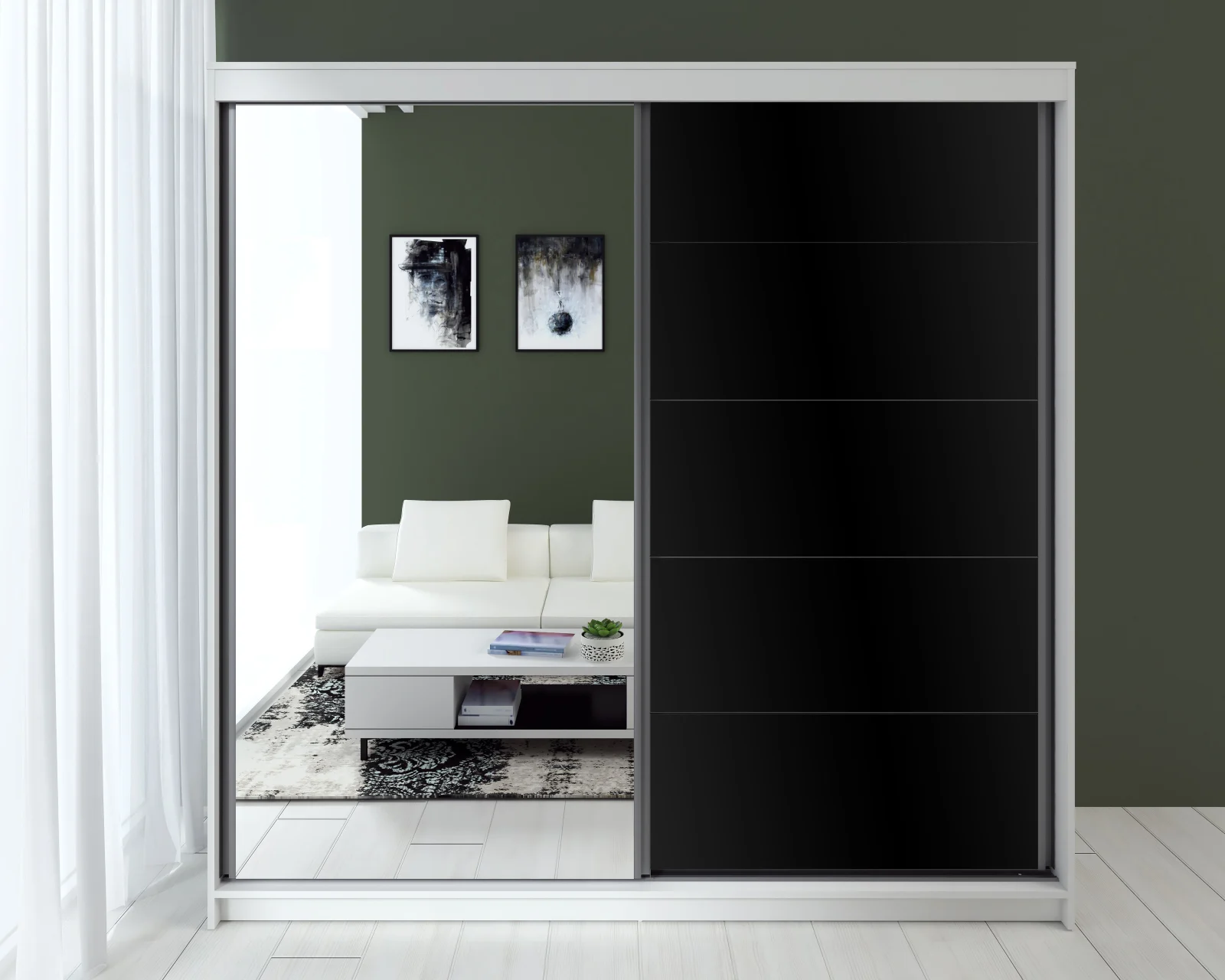 Dulapuri - Dressing Smart MDF Acril Negru180x60x200cm