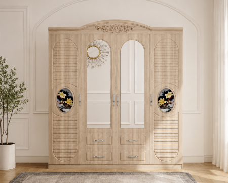 MOBILIER LIVING - Dulap ZQE 026 MDF 4Usi/2Sertare 200x200x50 cm