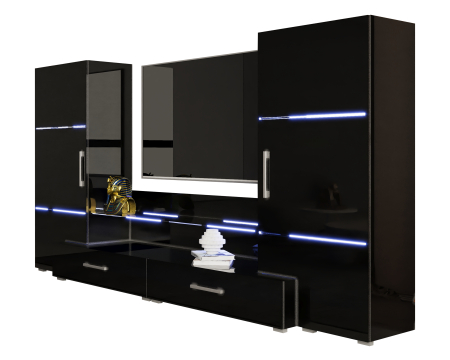 Living Domino 280x45x140 cm, MDF Negru Lucios [6]