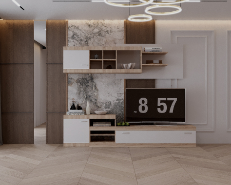 MOBILIER LIVING - Living Domino Sonoma+Alb