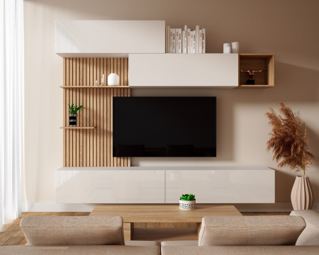 MOBILIER LIVING - Living Evora Acril Alb 240x34x218cm