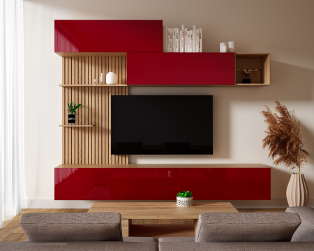 MOBILIER LIVING - Living Evora Acril Rosu 240x34x218cm