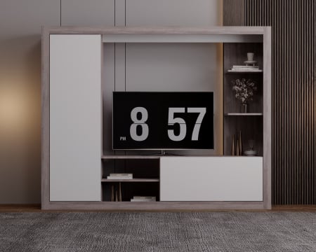 Living Rona Stejar Gri + Alb 200x36x160 cm [0]