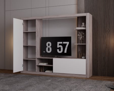 Living Rona Stejar Gri + Alb 200x36x160 cm [4]