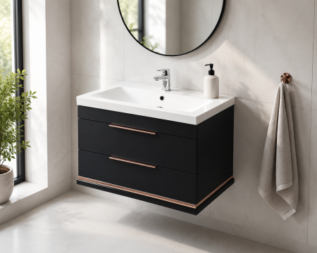 Masca baie + Lavoar - Masca baie Hermes Negru 81x55x45 cm