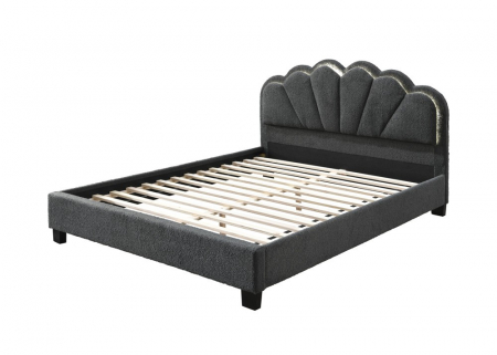Pat tapitat Comfort 2 cu LED,140X200 cadru din lemn cu somiera fixa, culoare Gri [1]