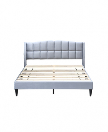 Pat tapitat Maya 2, 140x200, cadru din lemn cu somiera fixa, culoare Gri [1]