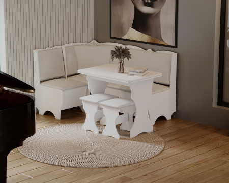 Coltare de Bucatarie - Set coltar bucatarie Rodos Alb Fildes