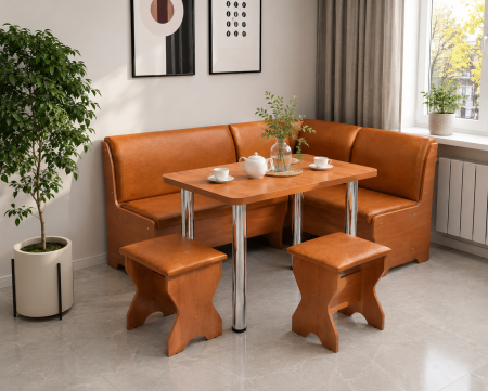 MOBILIER BUCATARIE - Set colțar bucătărie Tunis cu masă și 2 tabureți Cireș