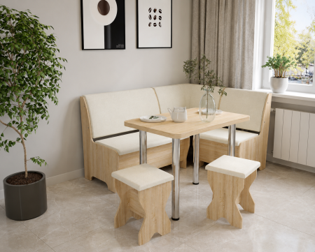 Coltare de Bucatarie - Set coltar bucatarie Tunis cu masa si 2 tabureti Sonoma Fildes