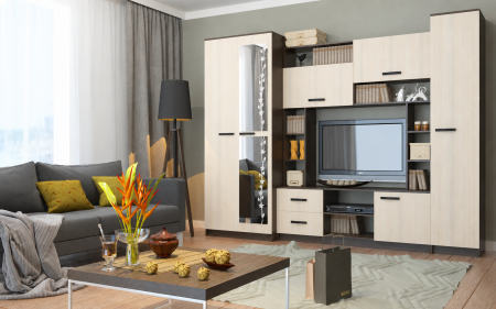 Living Set - Set Living Flora RO Wenge Mesteacan 270X54X210 cm