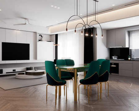 MOBILIER LIVING - SET MASA 6 SCAUNE ALTIN 1, VERDE