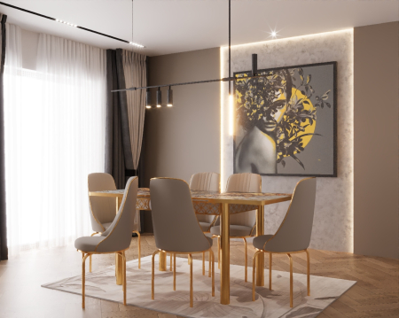 SET MASA 6 SCAUNE ALTIN 3, GRI, BEJ [3]