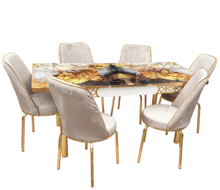 MOBILIER LIVING - SET MASA 6 SCAUNE ALTIN 5