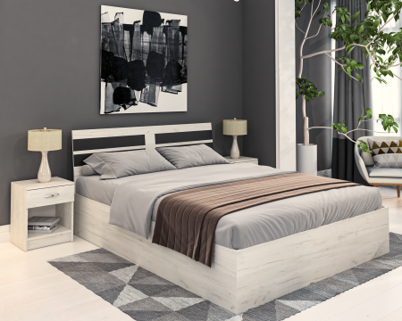 MOBILIER DORMITOR - Set pat + 2 noptiere Luca Stejar K001