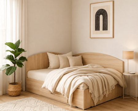 MOBILIER DORMITOR - Set Pat Colt 90 si Saltea MR Sonoma