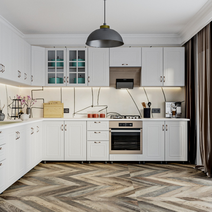 Bucatarie Paris Colt MDF Alb 260 x 90 x 260 cm [3]