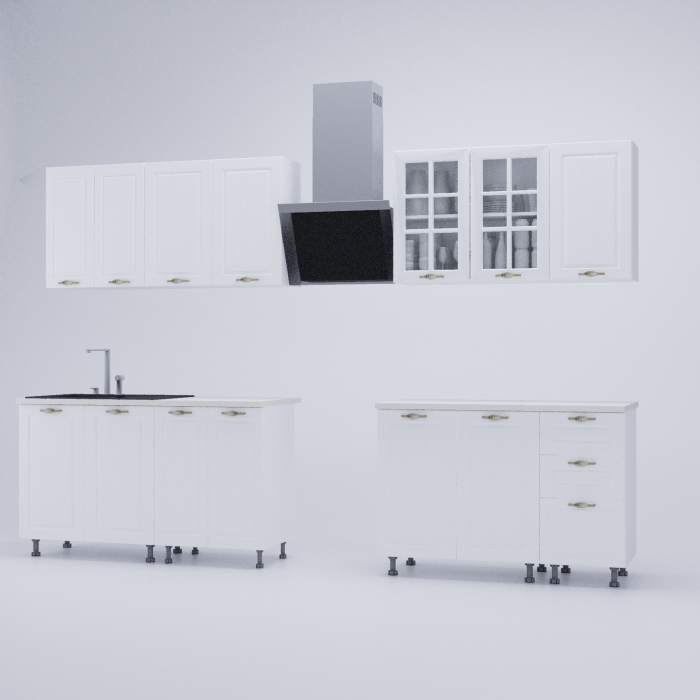 Bucatarie Paris MDF Alb 2.6m [2]