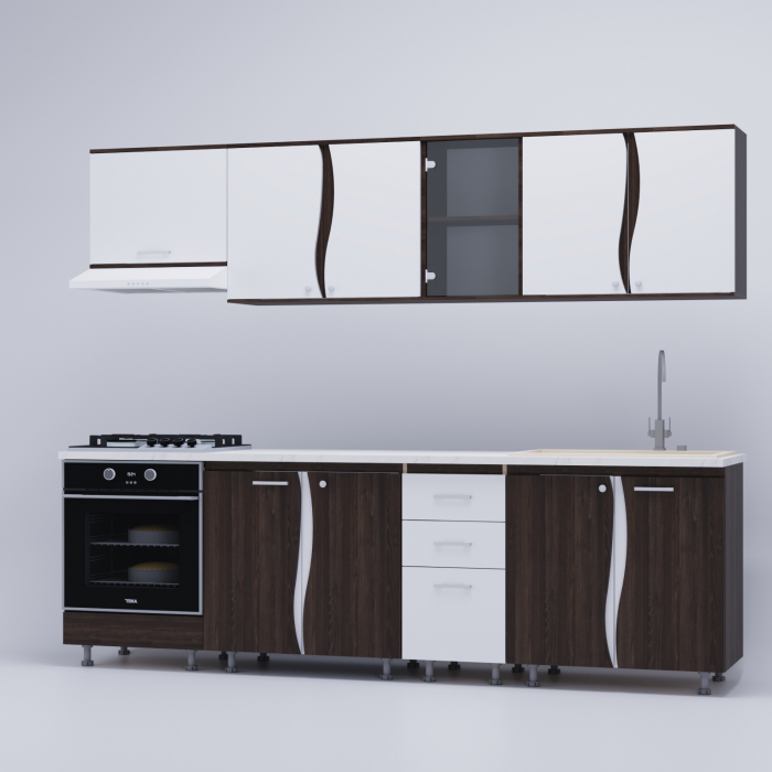 Bucatarie Lorena PAL 2.6m Wenge&Alb [4]