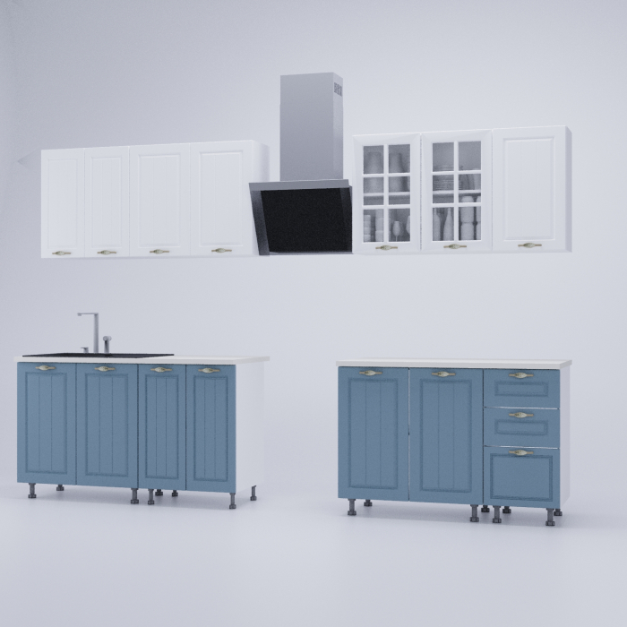 Bucatarie Modena MDF 2.6m Alb/Bleu [4]
