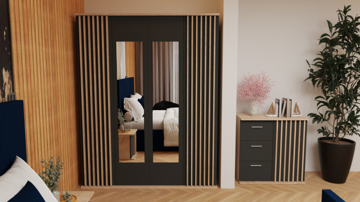 Dormitor Dallas Cu Pat Tony Tapitat Albastru [3]