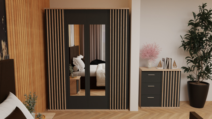 Dormitor Dallas Cu Pat Tony Tapitat Maro [2]