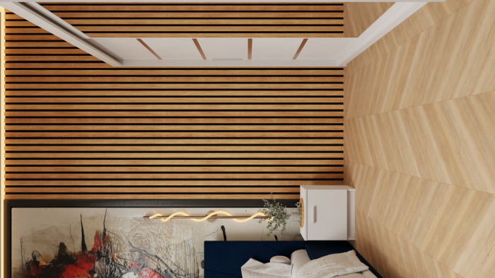 Dormitor Tony Tapitat Stofa Albastru cu dulap 200*200 usi glisante Alb cu Oglinda, noptiere si comoda [2]