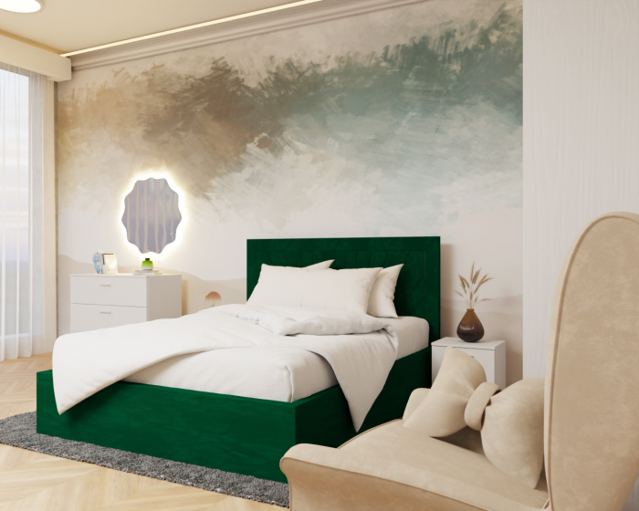 Dormitor Lotus Pat Tapitat Dressing 200x200 Alb 2 usi [4]