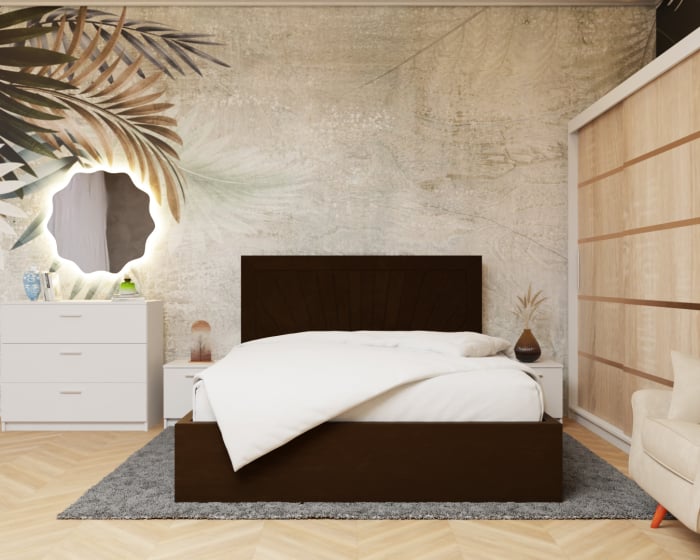 Dormitor: Lotus Pat Tapitat Dressing 200x200 Alb&Sonoma 2 Usi [1]