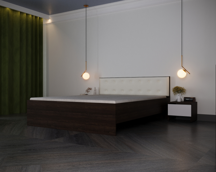 Dormitor Denver Tapitat Wenge&Alb [3]
