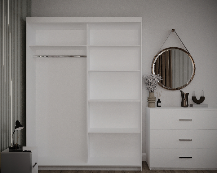 Dormitor Valencia Alb Dressing 2 usi cu oglinda [5]