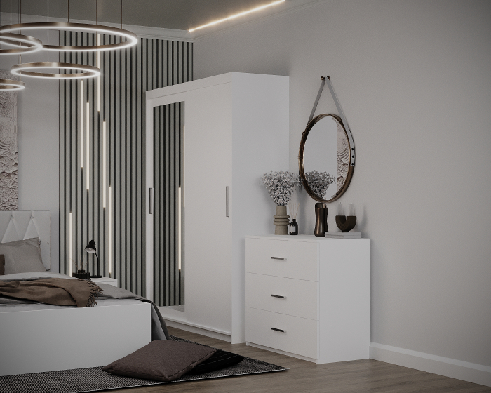 Dormitor Valencia Alb Dressing 2 usi cu oglinda [3]