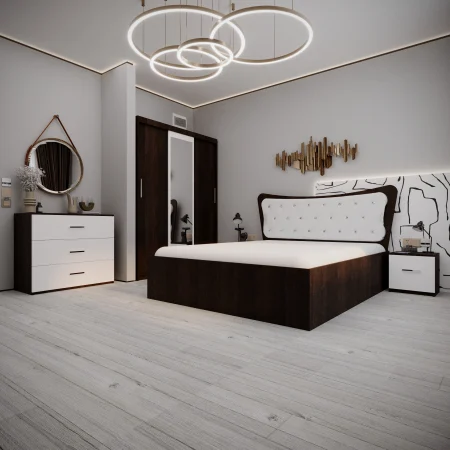 Dormitor Vista Tapitat Wenge&Alb 3 usi [6]