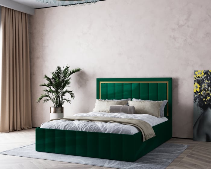 Pat Elegance Tapițat  Verde  140x200 [3]