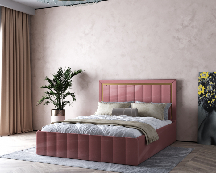 Pat Elegance Tapițat  Roz  140x200 [3]