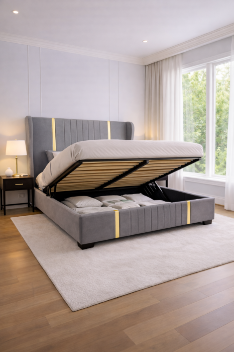 Patul Tapițat Hawaii cu Somieră Rabatabilă [3]