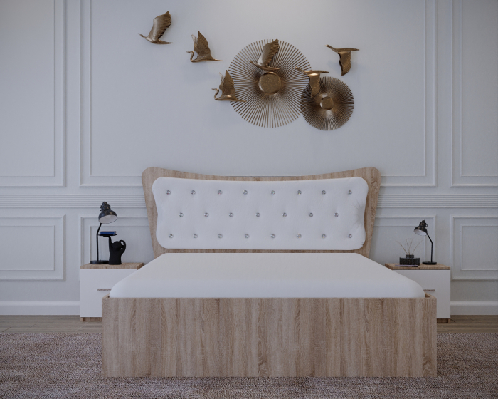 Set Pat Vista Tapitat Sonoma&Alb cu Noptiere [1]