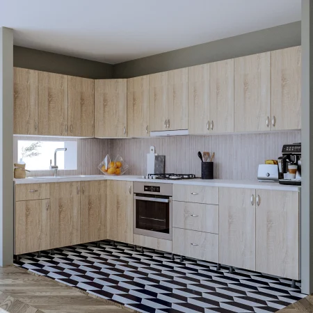 Mobilier Bucatarie - Bucatarie Colt Andreea Sonoma&Alb