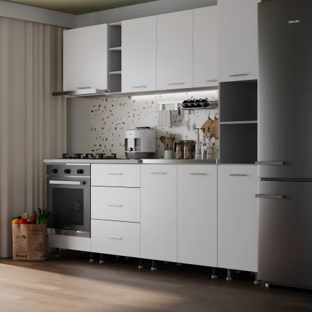 Mobilier Bucatarie - Bucatarie Sena  2.4 m cu Soldat Alb