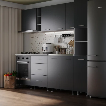 Mobilier Bucatarie - Bucatarie Sena  2.4 m cu Soldat Antracit
