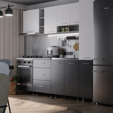 Mobilier Bucatarie - Bucatarie Sena 2.4 m cu Soldat Plin Antracit&Alb